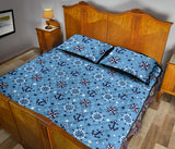 Anchors rudder compass star nautical pattern Quilt Bed Set