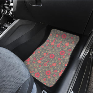 Red Gold Sakura Cherry Blossom Gray Background Front Car Mats