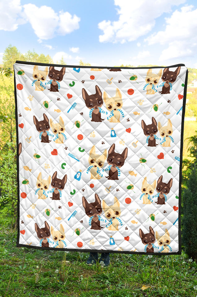 Cute Chihuahua Dog Pattern Premium Quilt