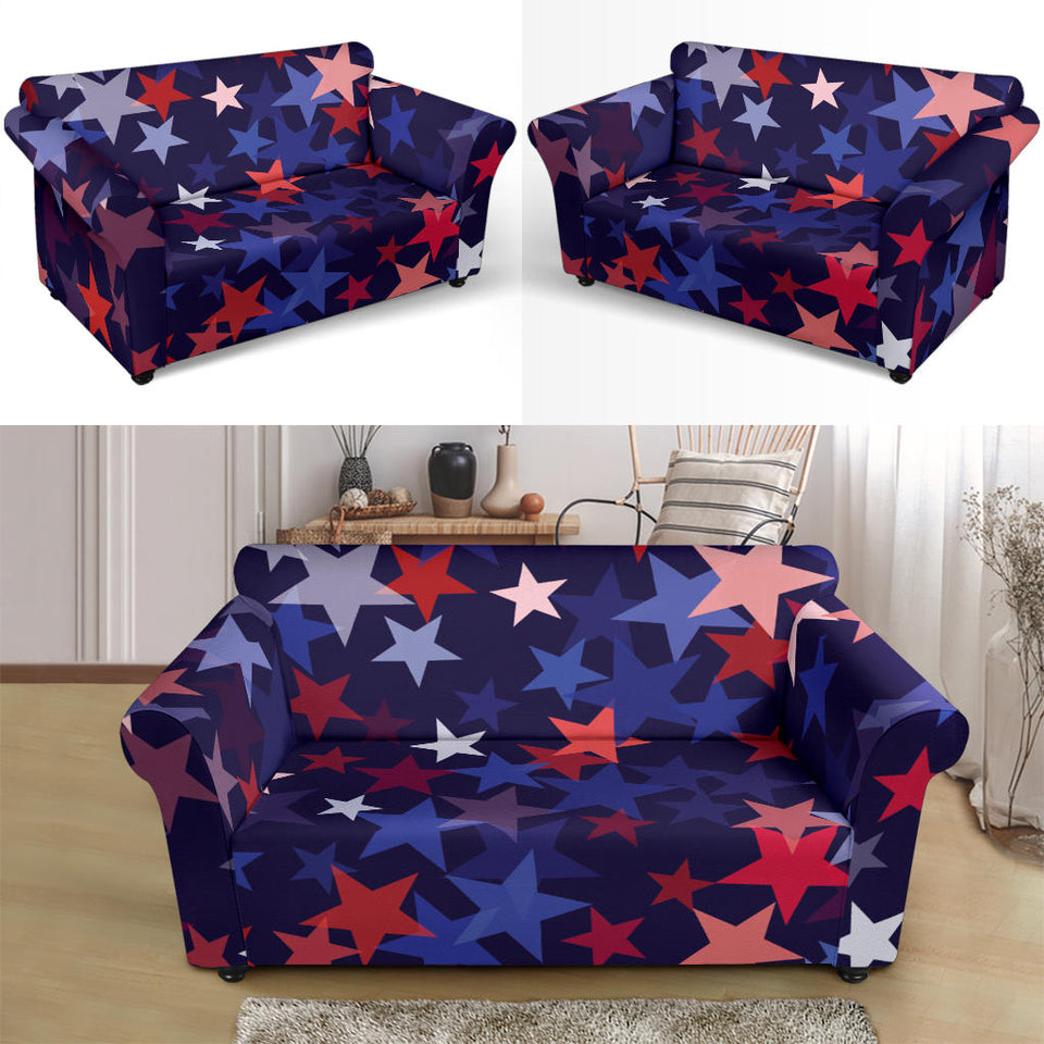 Red Blue Star Pattern Loveseat Couch Slipcover