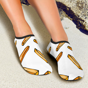 French Fries Potato Pattern Aqua Shoes