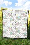 Cute Elephant Mouse Pattern Premium Quilt