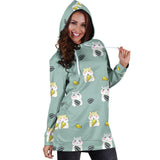 Cute Hamster Cheese Pattern Women'S Hoodie Dress