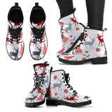 Deer Tree Snowflakes Chrismas Pattern Leather Boots