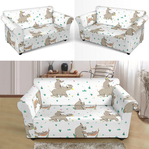 Cute Rhino Pattern Background Loveseat Couch Slipcover