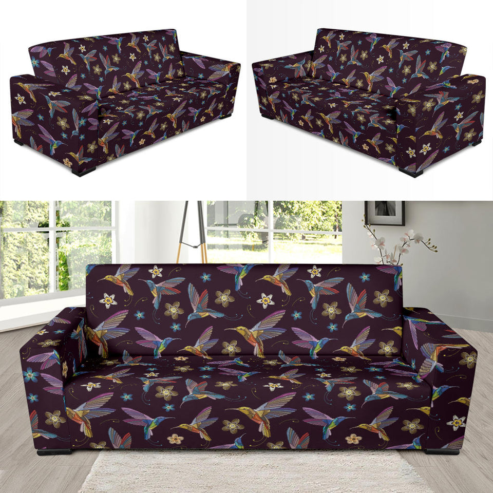 Hummingbird Pattern Print Design 04 Sofa Slipcover