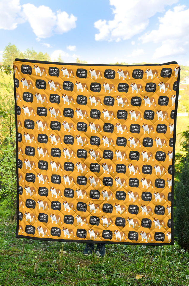 English Bulldog Pattern Print Design 04 Premium Quilt