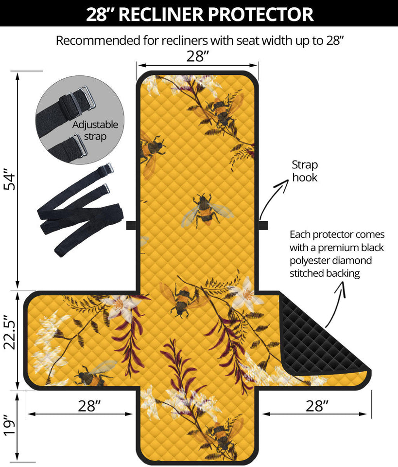 Bee flower pattern Recliner Cover Protector