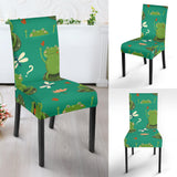 Cute Frog Dragonfly Design Pattern Dining Chair Slipcover