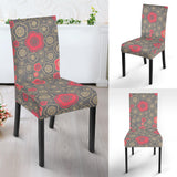 Red Gold Sakura Cherry Blossom Gray Background Dining Chair Slipcover