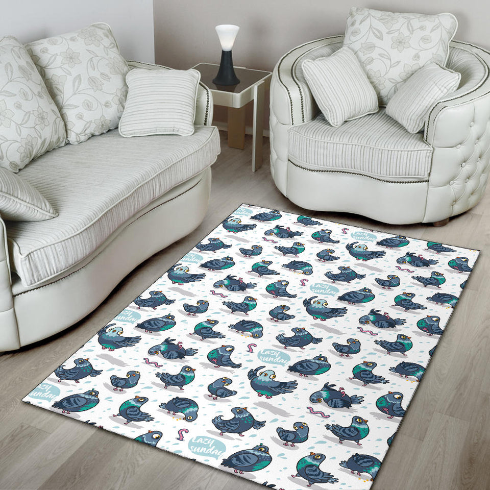 Pigeon Pattern Print Design 02 Area Rug