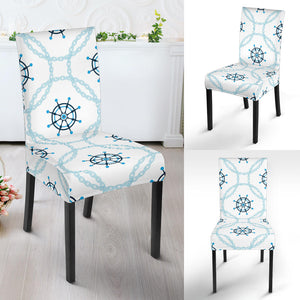 Nautical Steering Wheel Chain Dining Chair Slipcover