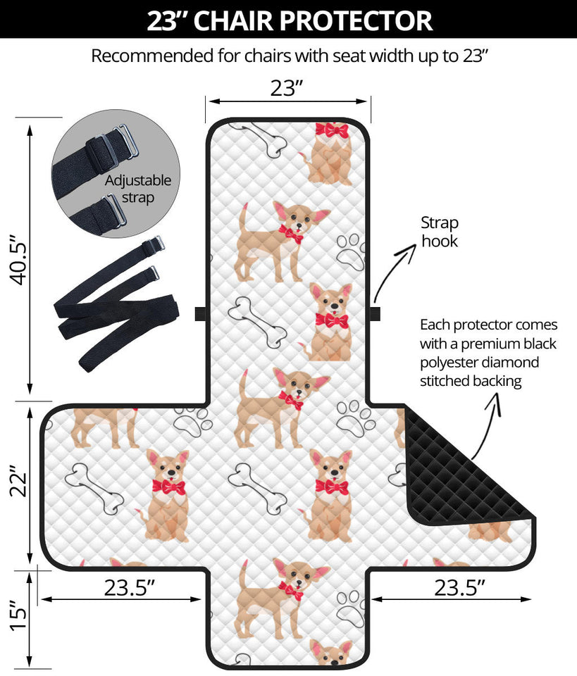 Chihuahua bone paw pattern Chair Cover Protector