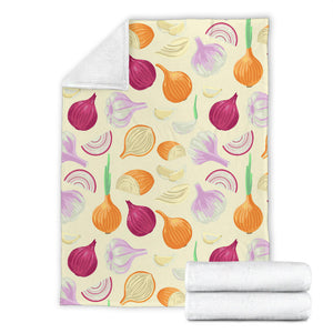 Onion Garlic White Red Pattern Premium Blanket