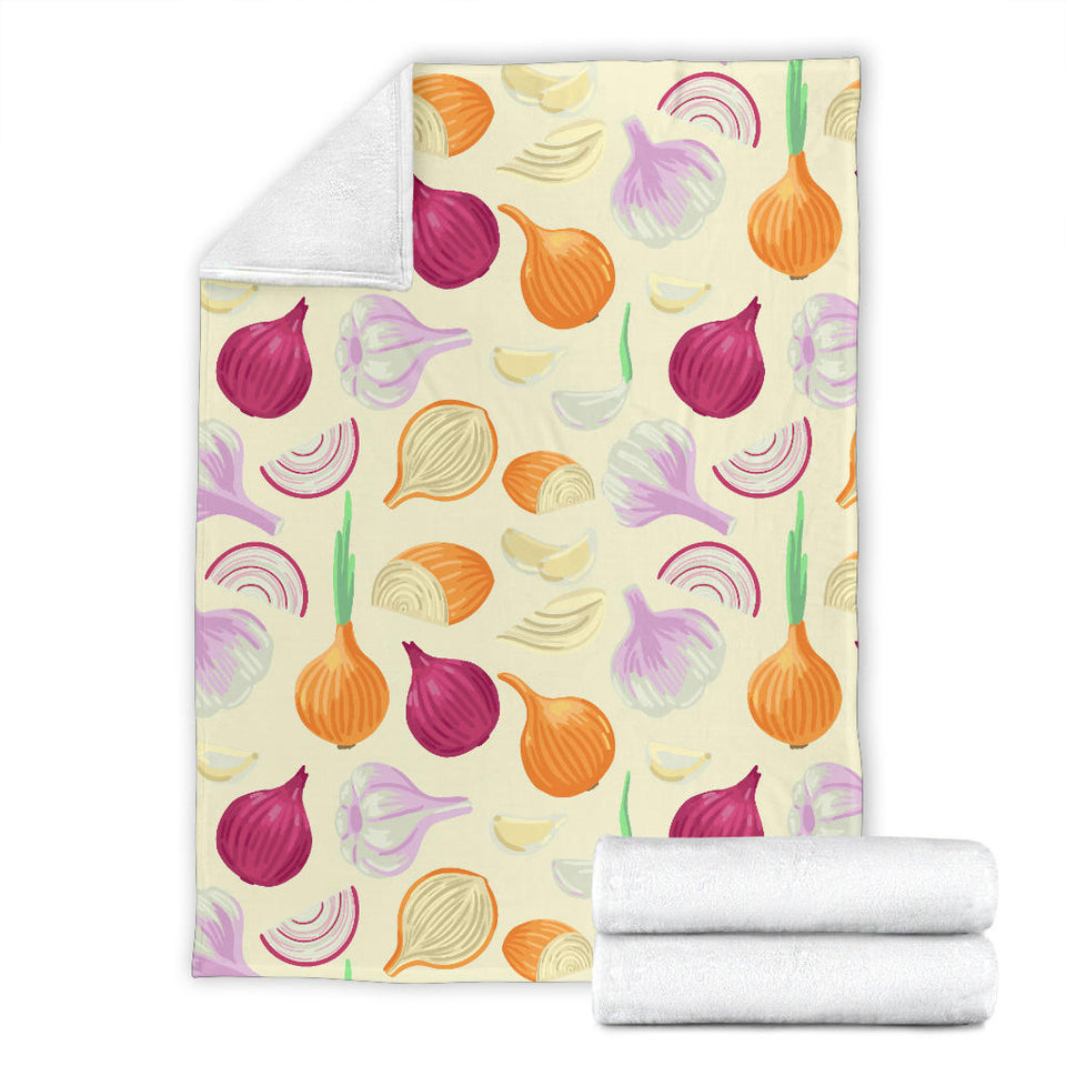 Onion Garlic White Red Pattern Premium Blanket