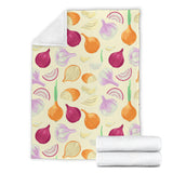 Onion Garlic White Red Pattern Premium Blanket