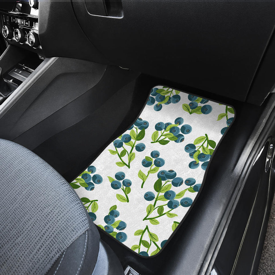 Blueberry White Background Front And Back Car Mats