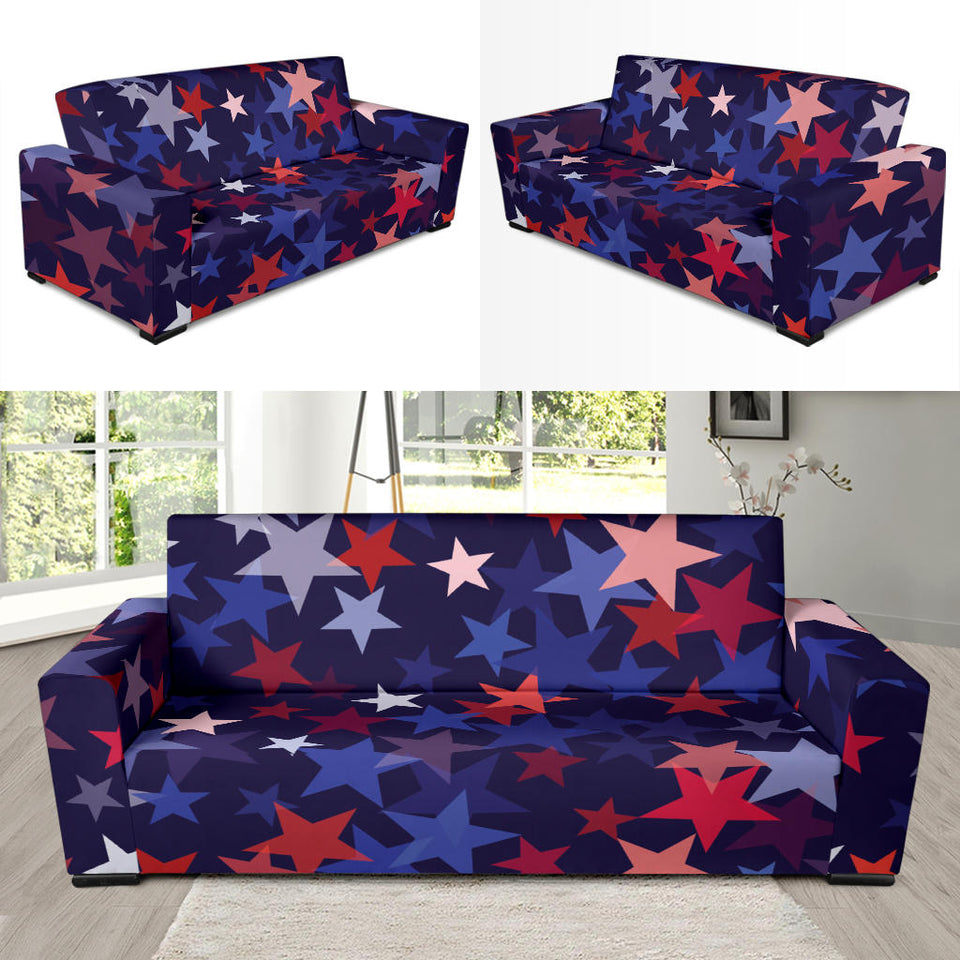 Red Blue Star Pattern Sofa Slipcover