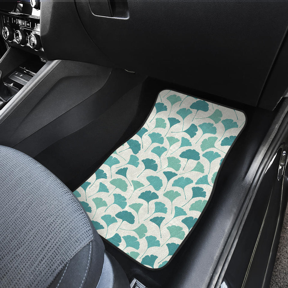 Green Ginkgo Leaves Pattern Front And Back Car Mats