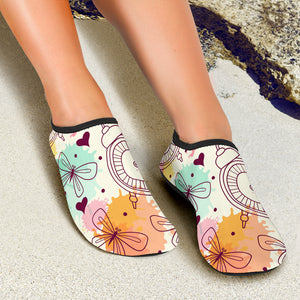 Clock Butterfly Pattern Aqua Shoes