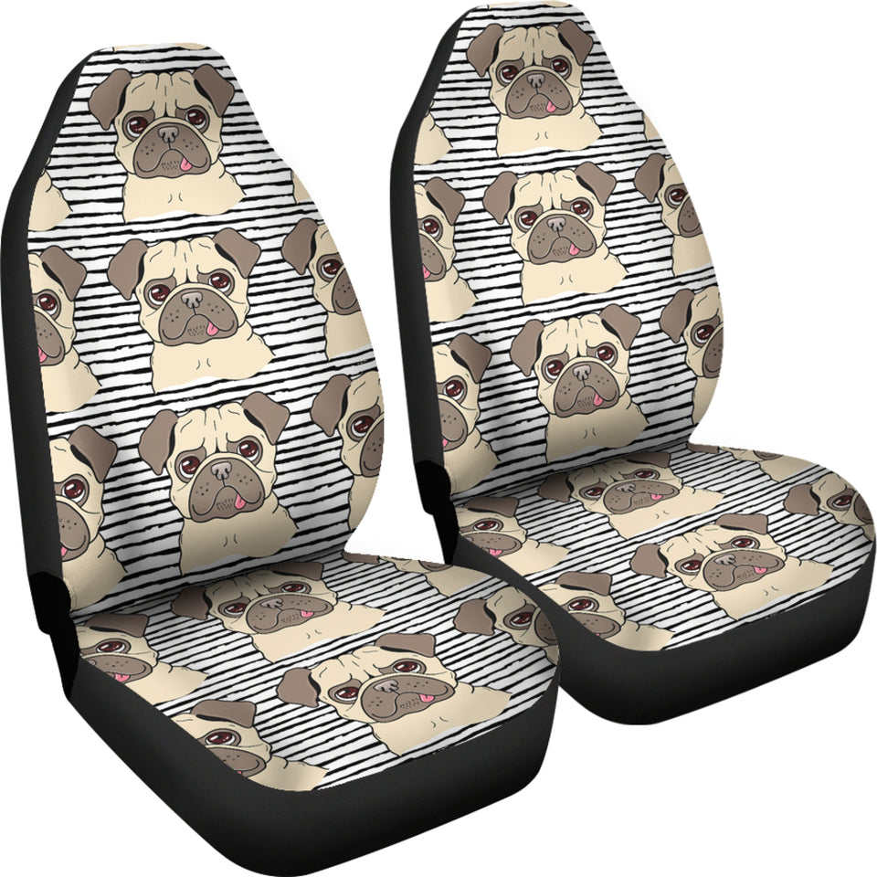 Happy Pug Pattern  Universal Fit Car Seat Covers