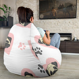 Cute Pugs Pink Heart Paw Pattern Bean Bag Cover