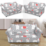 Cute Polar Bear Christmas Snow Pattern Loveseat Couch Slipcover