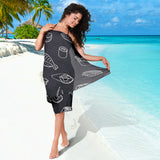 Sushi Pattern Black Background Sarong