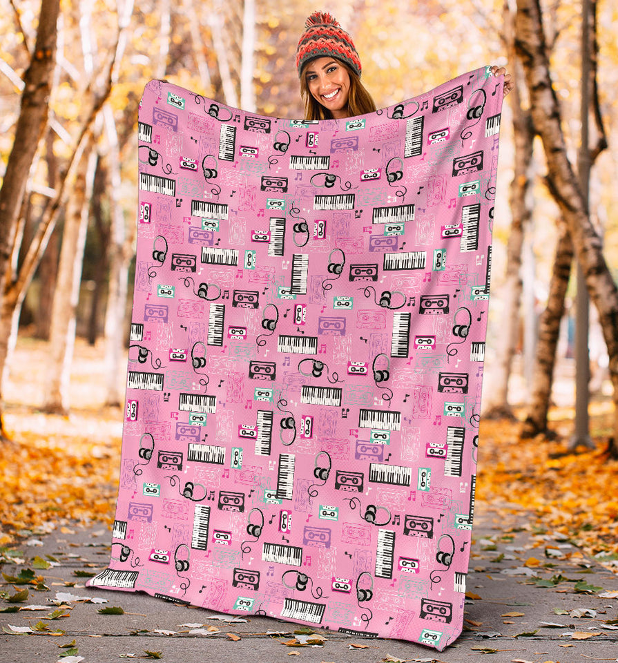 Piano Pattern Print Design 01 Premium Blanket