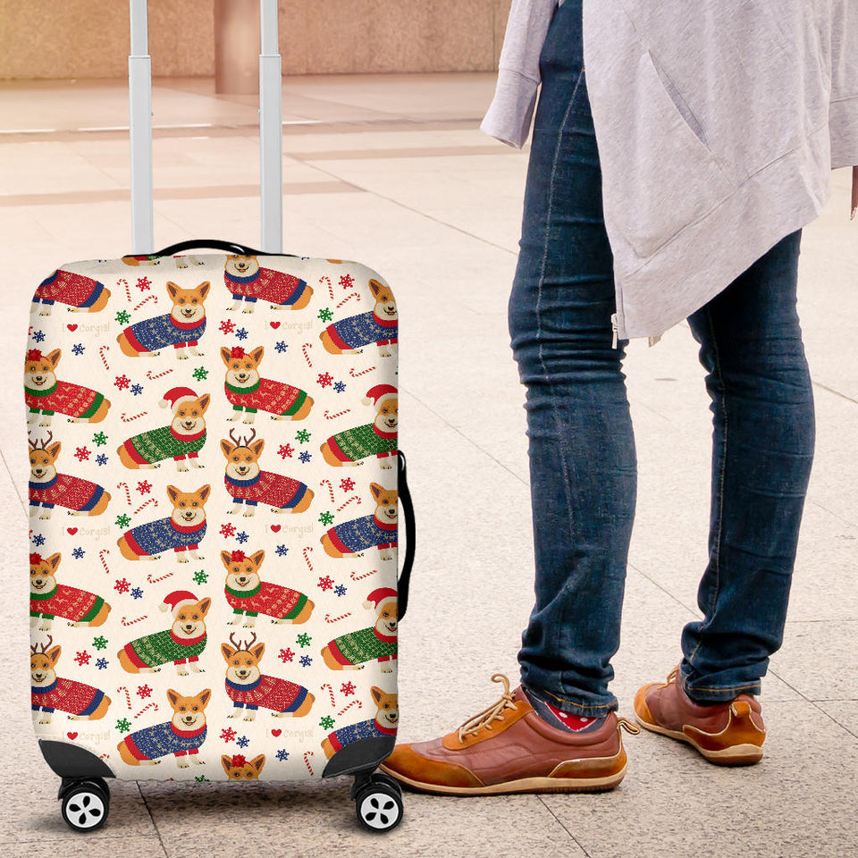 Corgi Christmas Pattern Luggage Covers