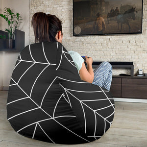 Spider Web Pattern Black Background White Cobweb Bean Bag Cover