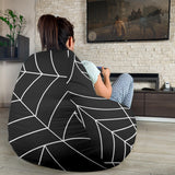 Spider Web Pattern Black Background White Cobweb Bean Bag Cover