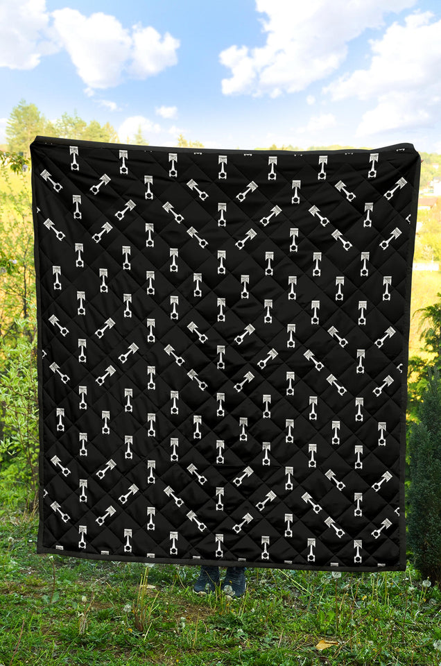 Engine Piston Black Theme Pattern Print Design 03 Premium Quilt