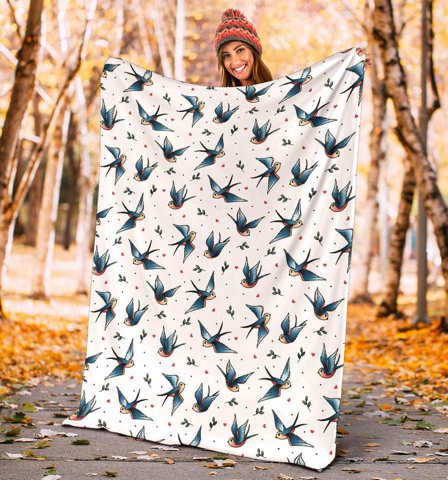 Swallow Pattern Print Design 04 Premium Blanket