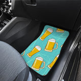 Beer Pattern Green Background Front And Back Car Mats