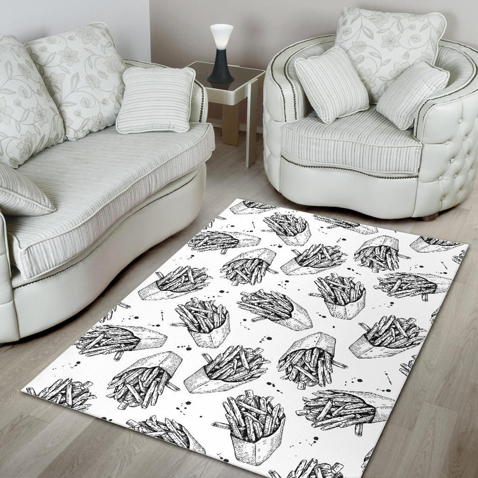Hand Drawn French Fries Pattern Area Rug