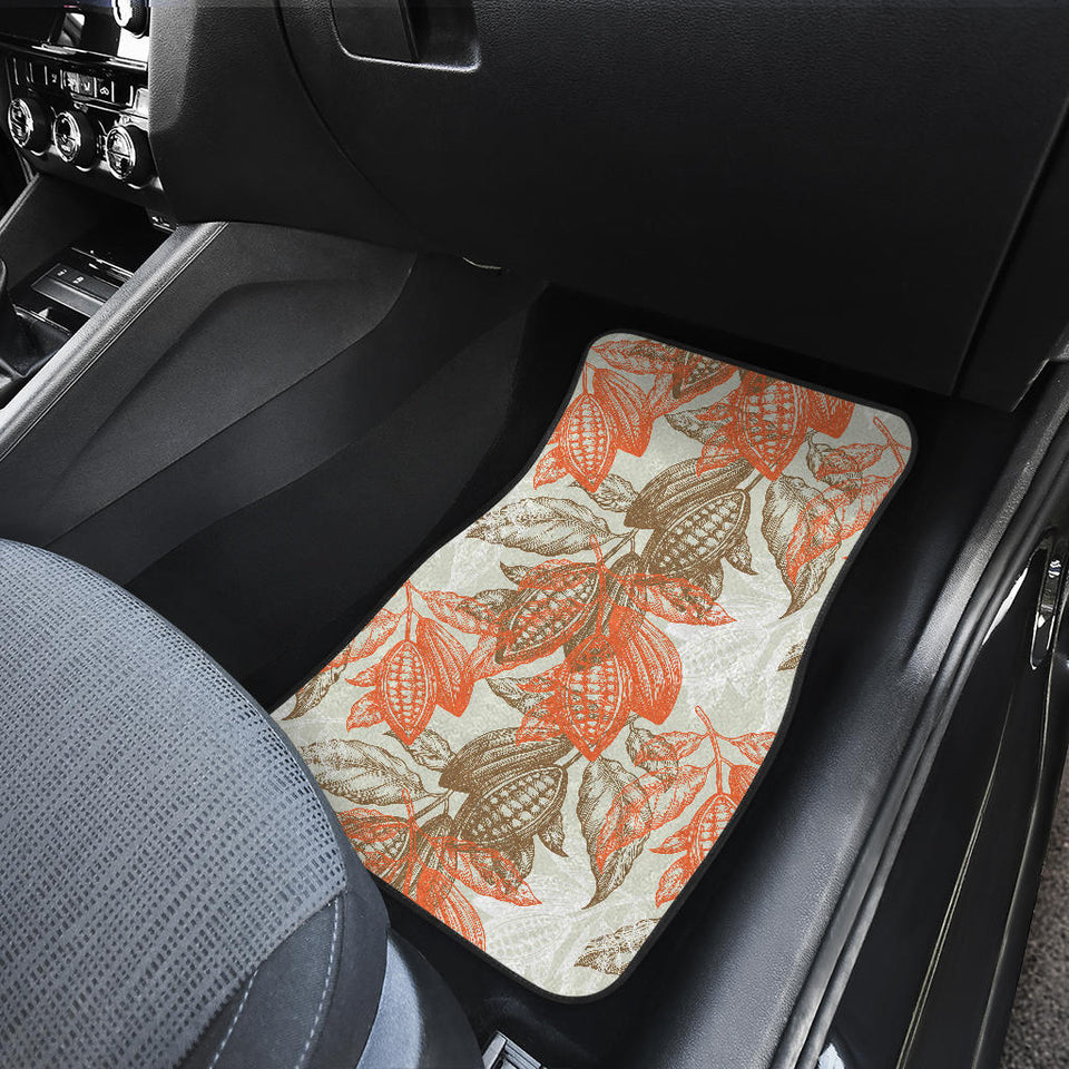 Cocoa Beans Cocoa Tree Pattern Front And Back Car Mats