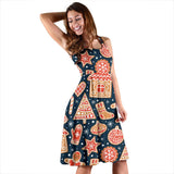 Christmas Gingerbread Cookie Pattern Sleeveless Midi Dress