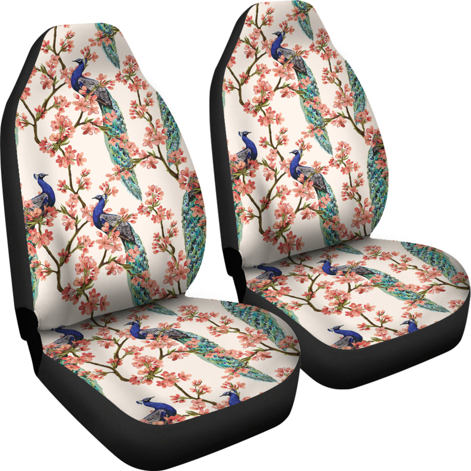 Peacock Tropical Flower Pattern  Universal Fit Car Seat Covers