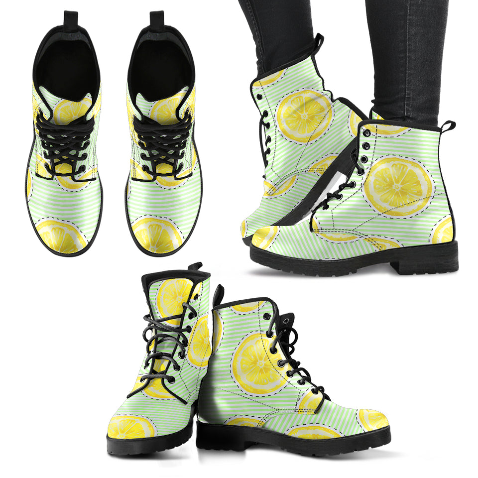 Slice Of Lemon Pattern Leather Boots