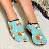 Fox Pattern Blue B Ackground Aqua Shoes