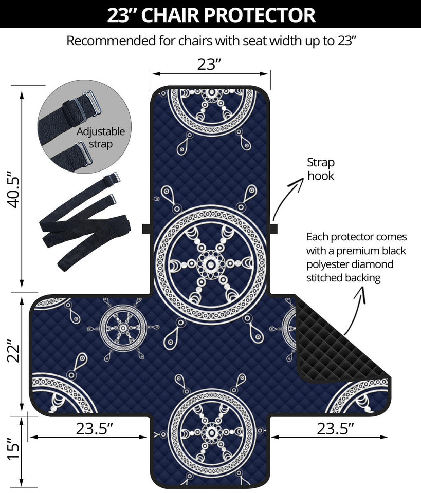 nautical steering wheel design pattern Chair Cover Protector