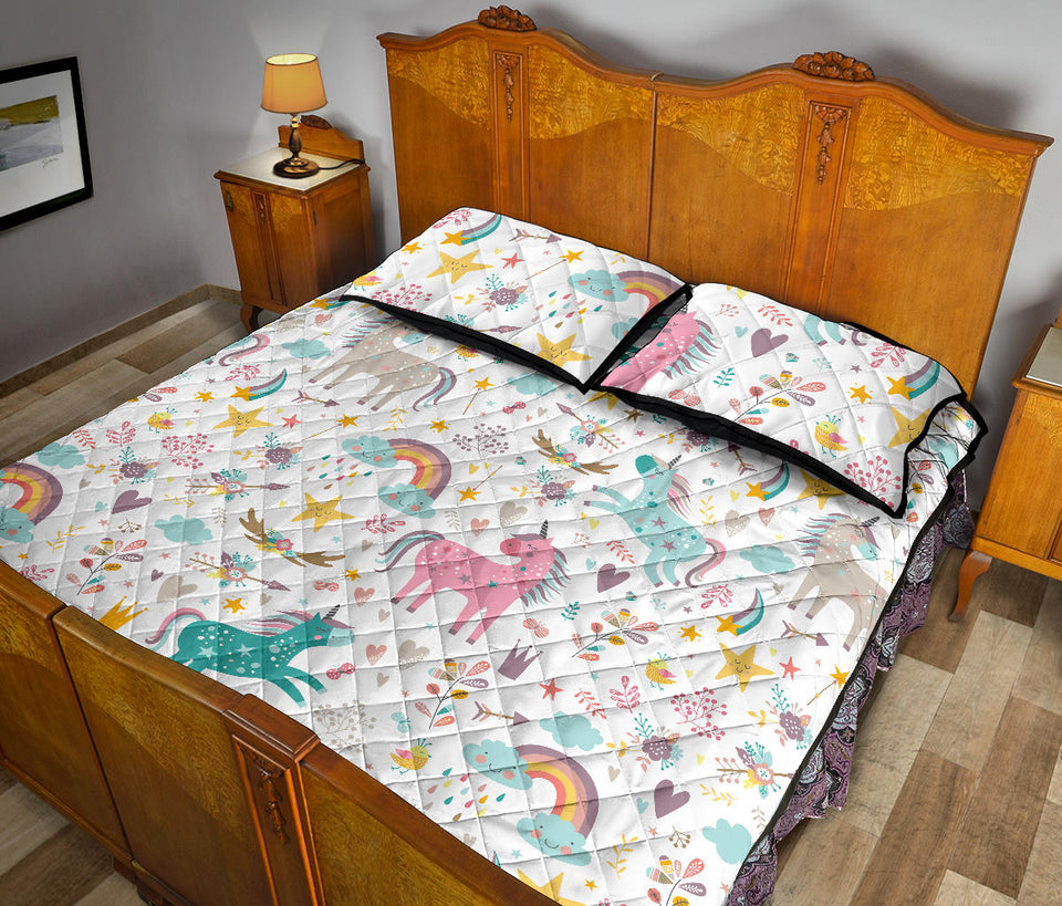Colorful unicorn pattern Quilt Bed Set