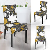 Beautiful Gold Autumn Maple Leaf Pattern Dining Chair Slipcover