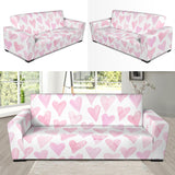 Watercolor Pink Heart Pattern Sofa Slipcover