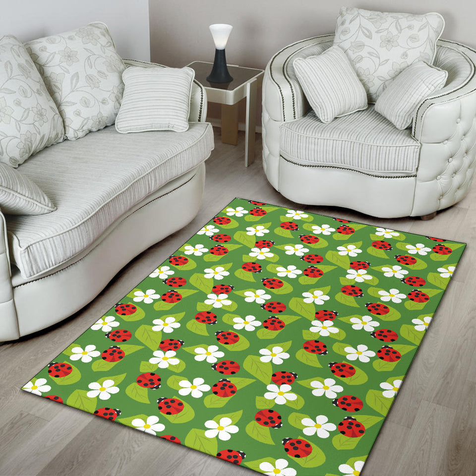 Ladybug Pattern Print Design 01 Area Rug