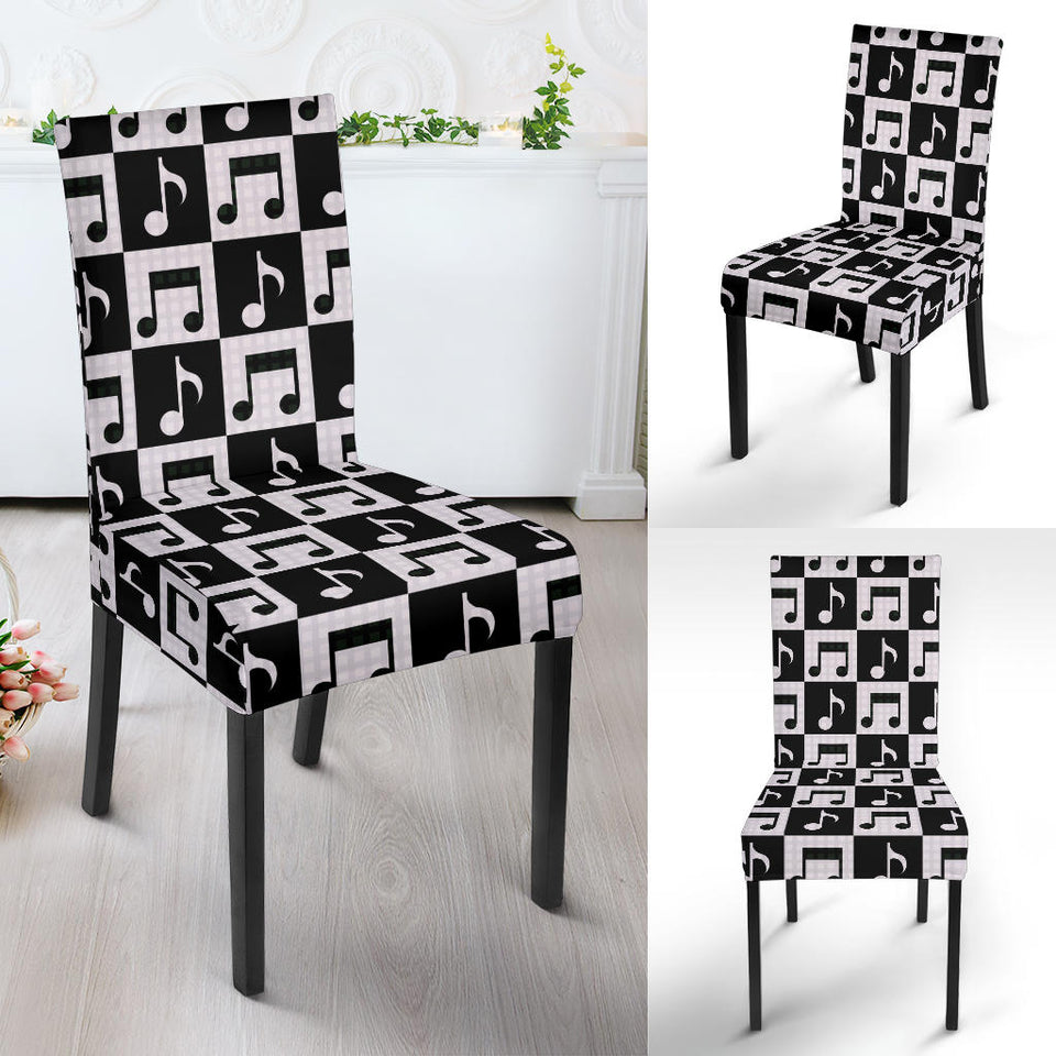 Music Notes Pattern Print Design 01 Dining Chair Slipcover