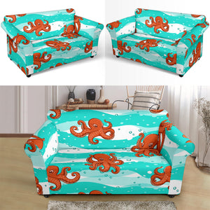 Octopuses Sea Wave Background Loveseat Couch Slipcover