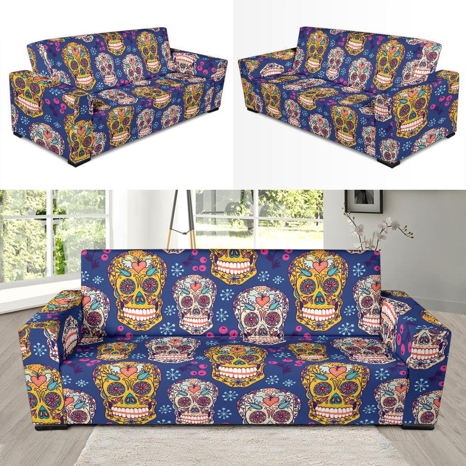 Sugar Skull Flower Pattern Sofa Slipcover