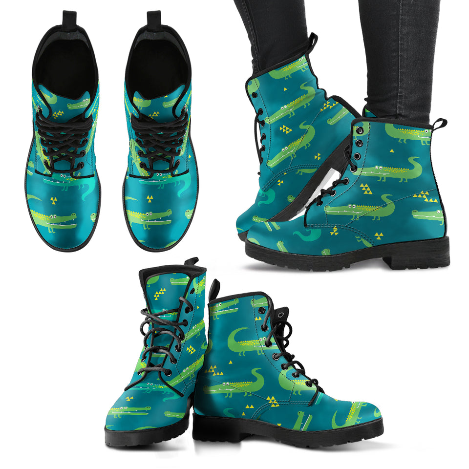 Crocodile Pattern Leather Boots